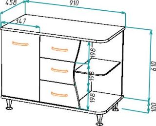 Тумба под раковину Bellezza Рио 90см левая красный/чёрный 00000001449